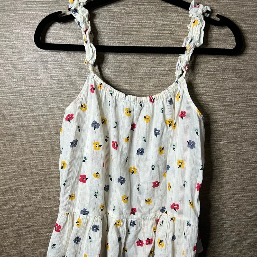 Madewell Ruffle-Strap Cami Top in Metallic-Striped Confetti Floral size 6